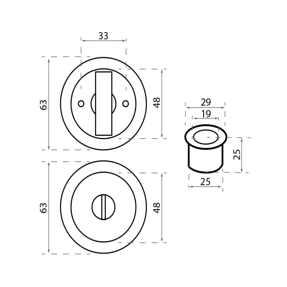 1670 Sliding Door Privacy Lock Flush Pull - Image 2