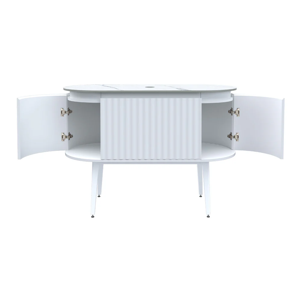 Abbraccio 1200 Wall Cabinet with Legs Matt White with Porcelain Top - Image 9