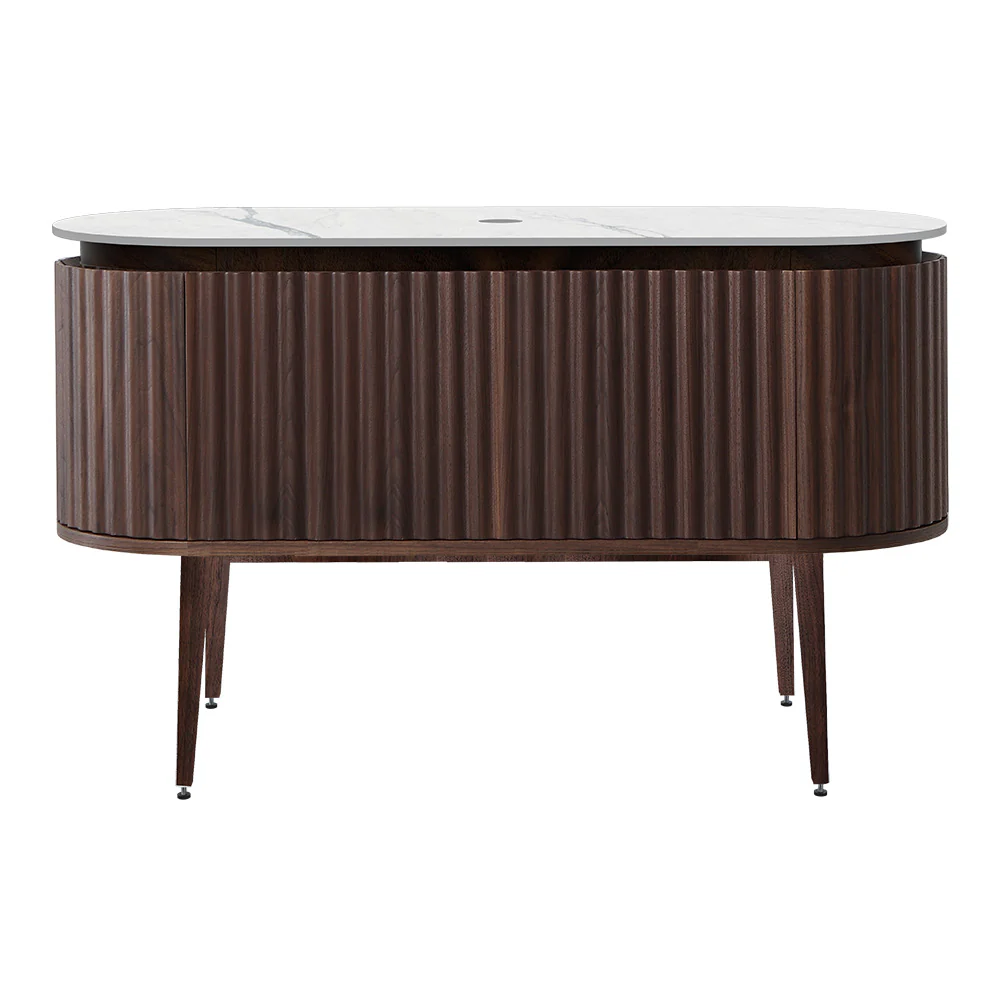 Abbraccio 1400 Wall Cabinet with Legs Black Walnut with Porcelain Top - Image 3