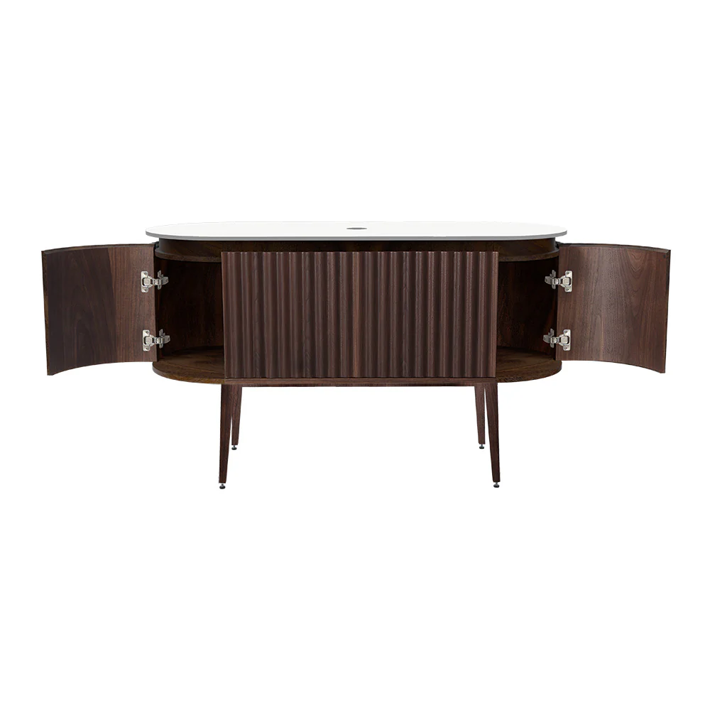 Abbraccio 1400 Wall Cabinet with Legs Black Walnut with Porcelain Top - Image 8