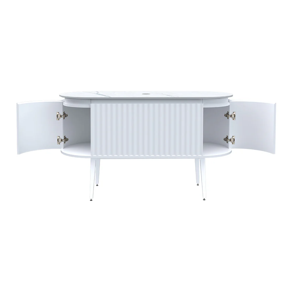 Abbraccio 1400 Wall Cabinet with Legs Matt White with Porcelain Top - Image 9