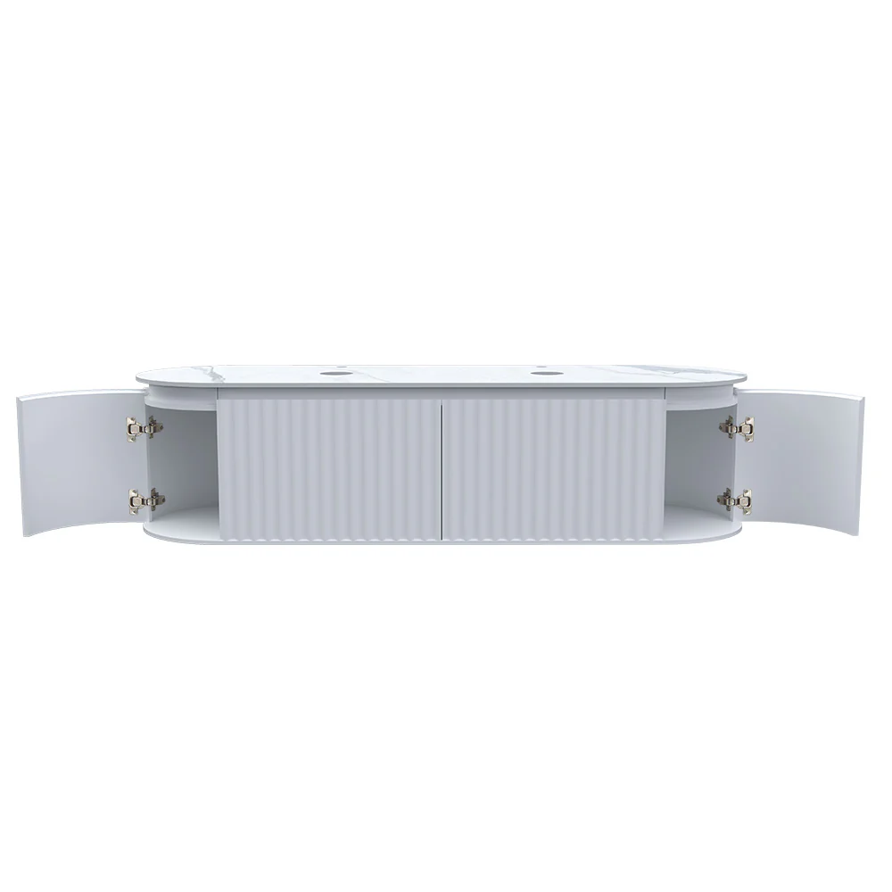 Abbraccio 1800 Wall Cabinet Matt White with Porcelain Top - Image 9
