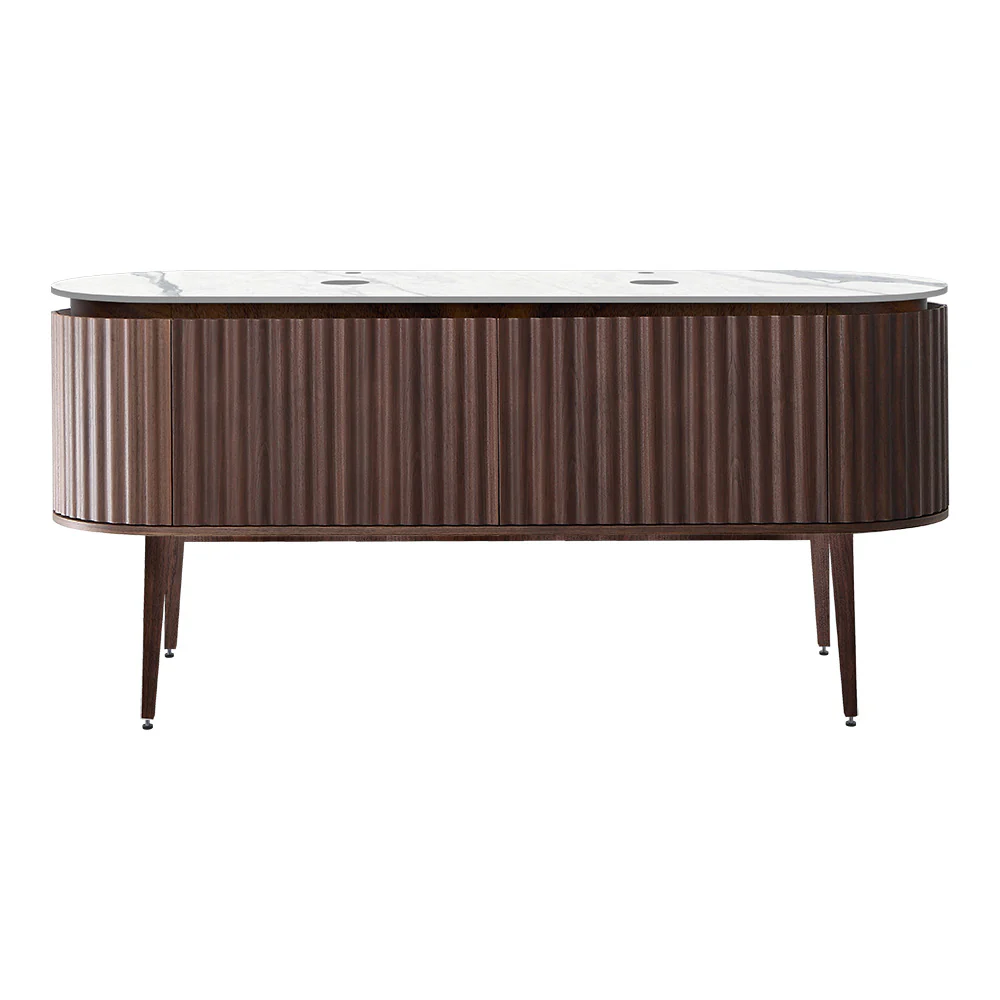 Abbraccio 1800 Wall Cabinet with Legs Black Walnut with Porcelain Top - Image 6