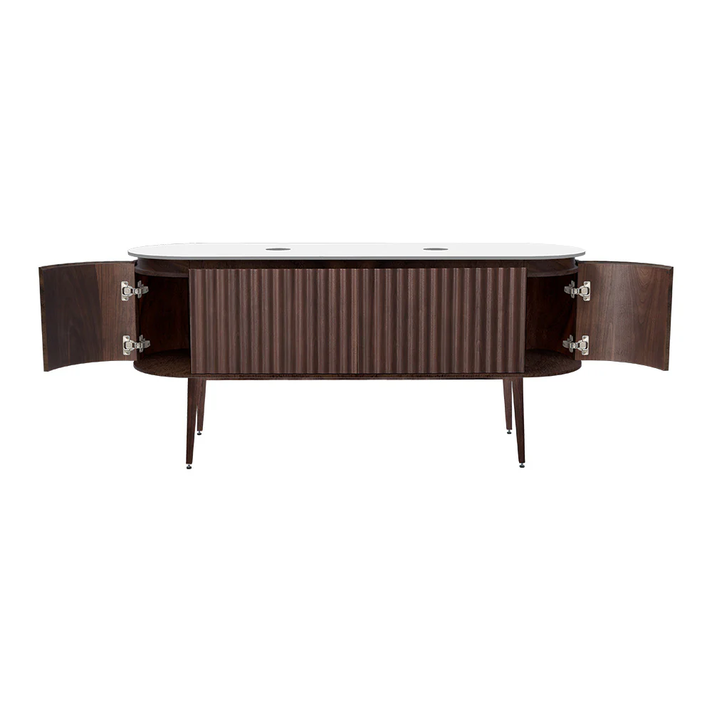 Abbraccio 1800 Wall Cabinet with Legs Black Walnut with Porcelain Top - Image 8
