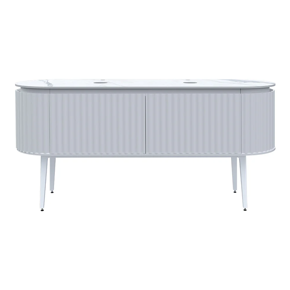 Abbraccio 1800 Wall Cabinet with Legs Matt White with Porcelain Top - Image 6