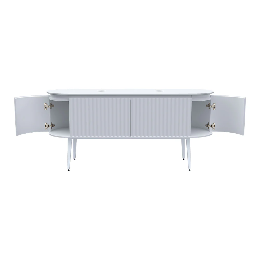 Abbraccio 1800 Wall Cabinet with Legs Matt White with Porcelain Top - Image 8