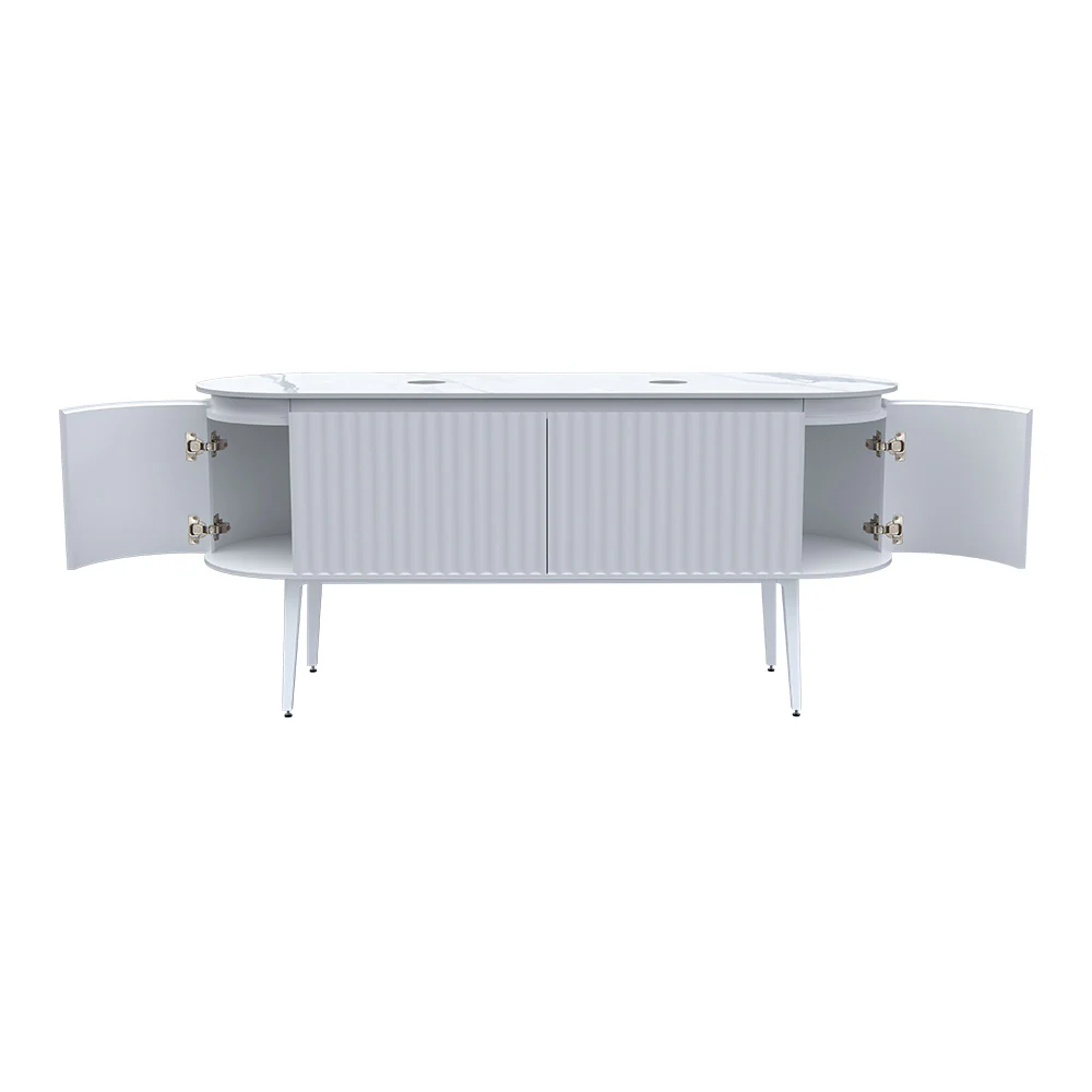 Abbraccio 1800 Wall Cabinet with Legs Matt White with Porcelain Top - Image 9