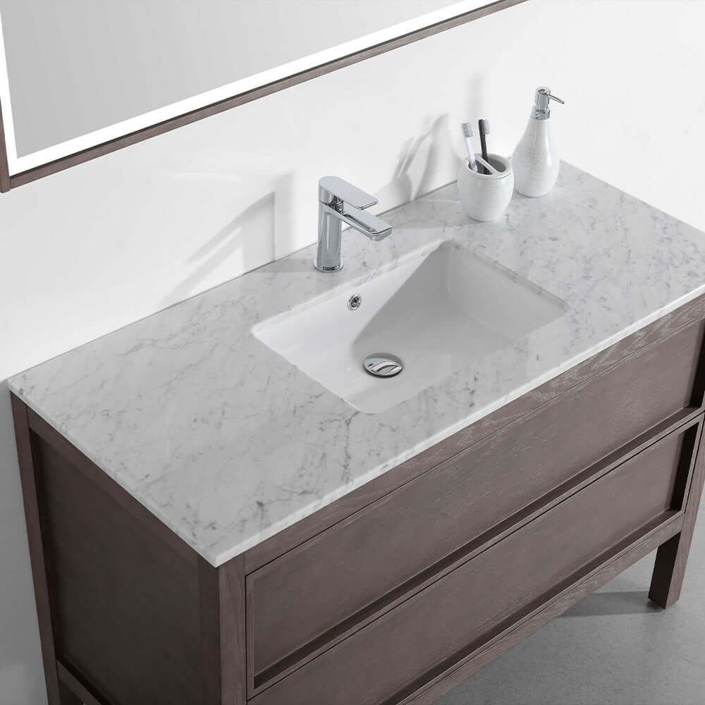 Arrivo 1200 Floor Cabinet with Marble Top and Wash Basin - Image 14