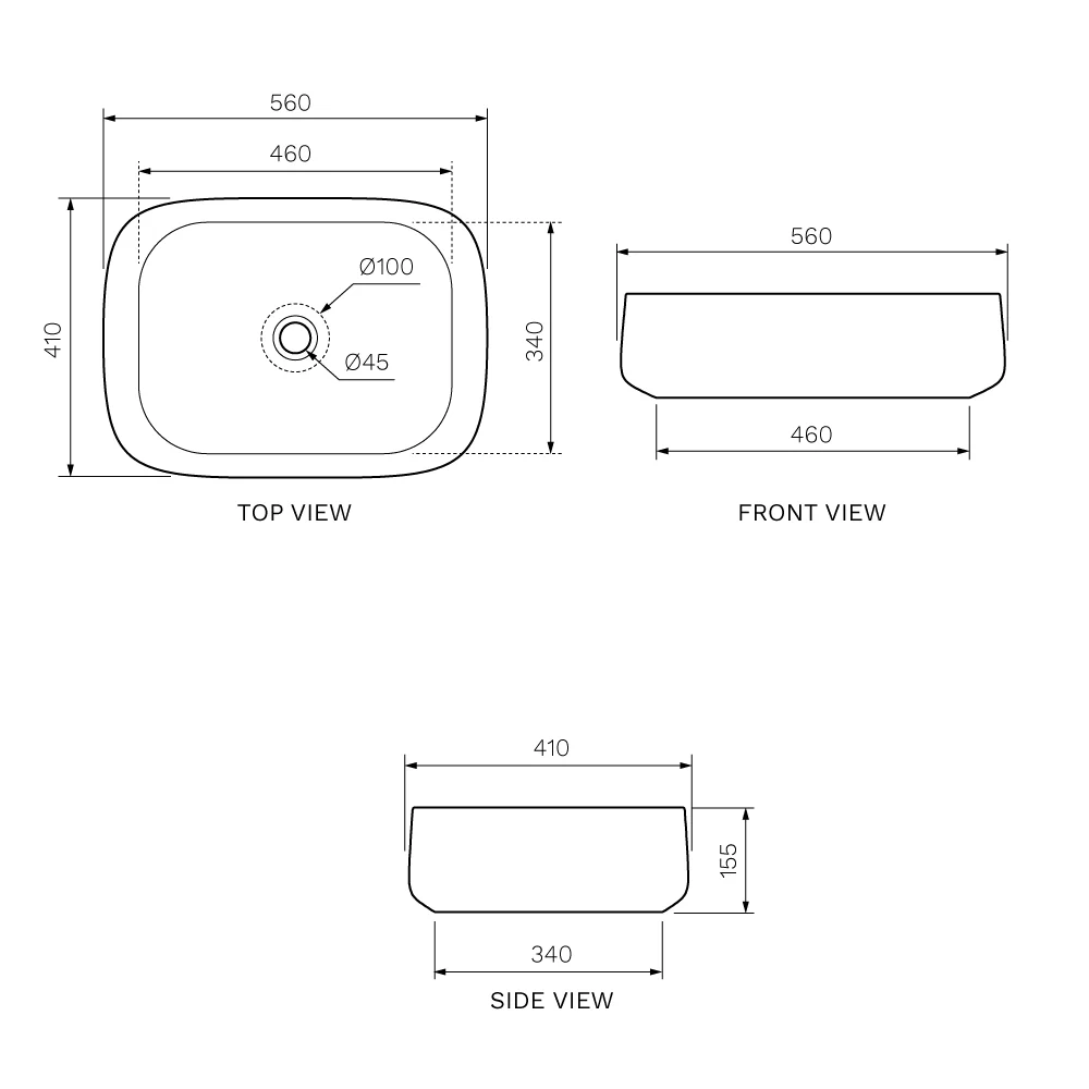 Cognac Quadro 56 Bench Mounted Basin - Image 2
