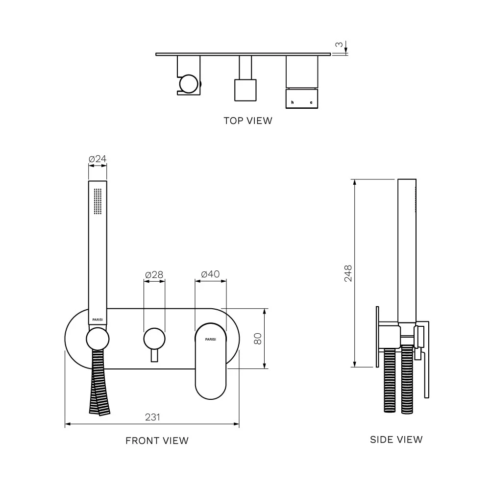 Elli II Wall Mixer with 2-Way Diverter and Handshower - Image 7