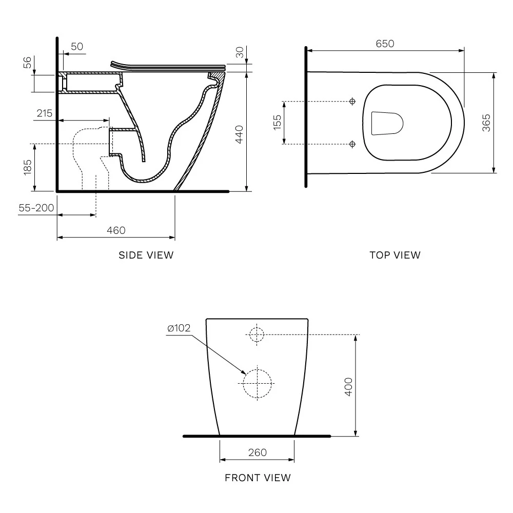 Ellisse II Ambulant Wall Faced Pan Rimless with Soft Close Seat - Image 2