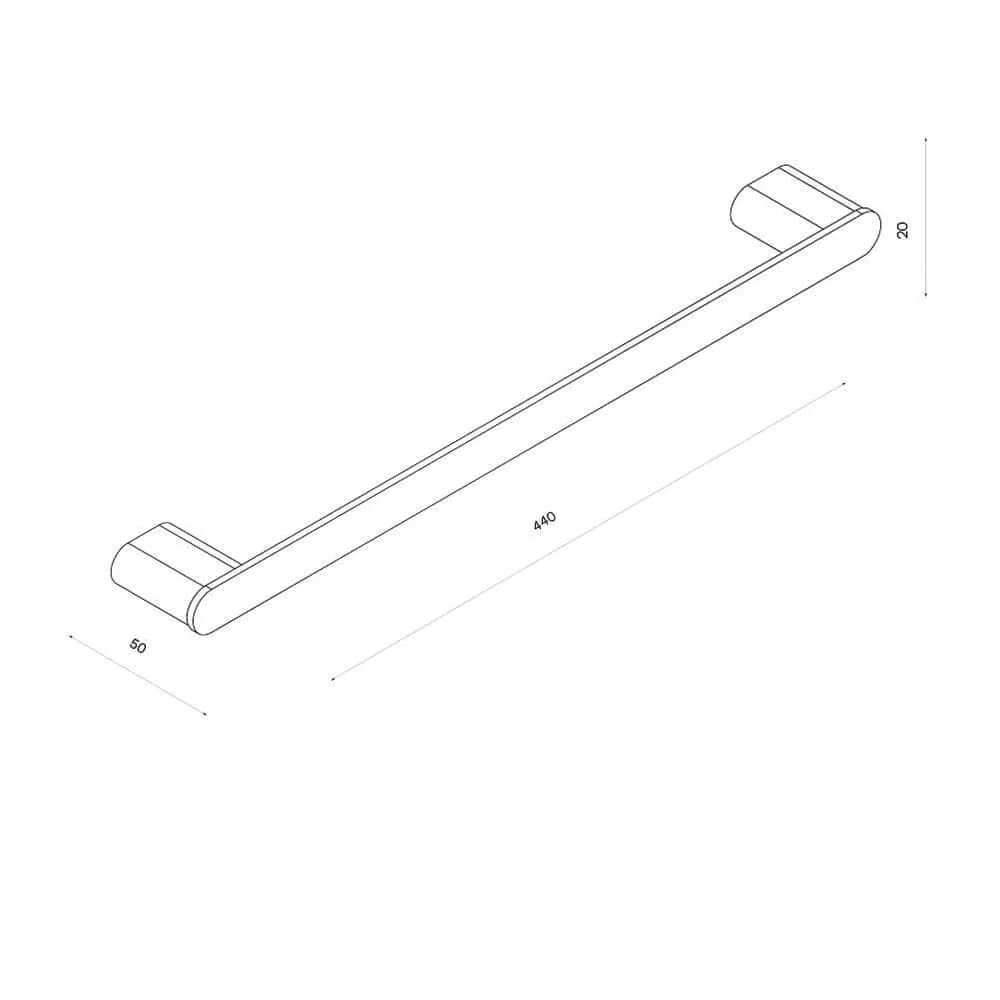 Ellisse Single Towel Rail 440mm Slimline - Image 2