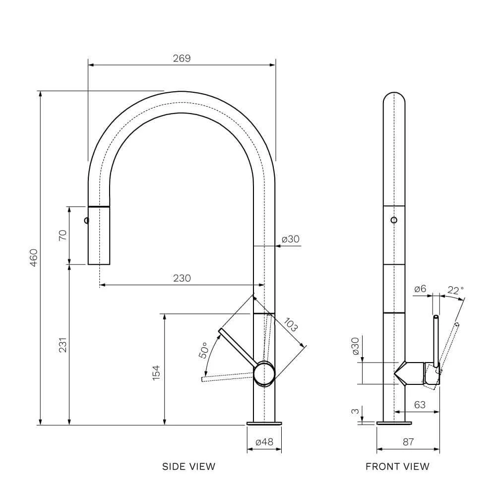 Envy 30 Kitchen Mixer with Round Spout and Pull Out Spray - Image 7