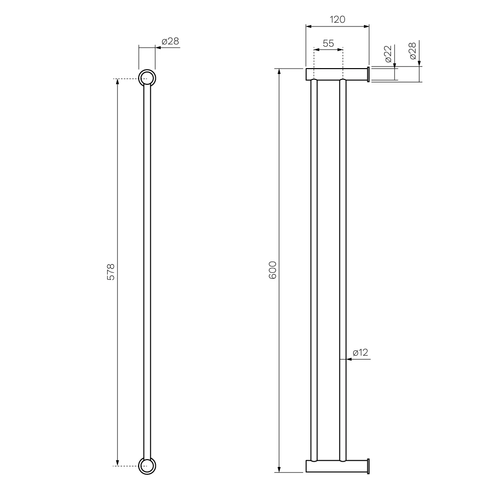 Envy Double Towel Rail 600mm - Image 7