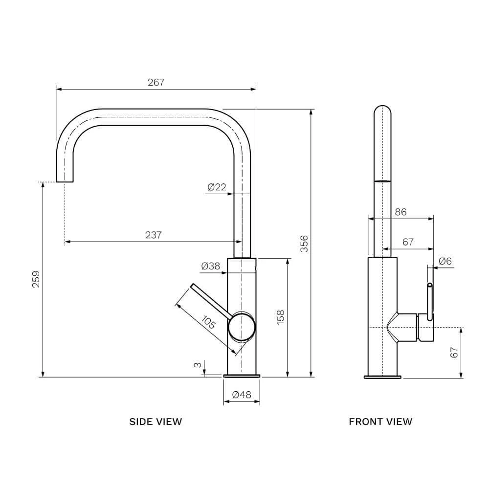 Envy II Kitchen Mixer with Square Spout - Image 7