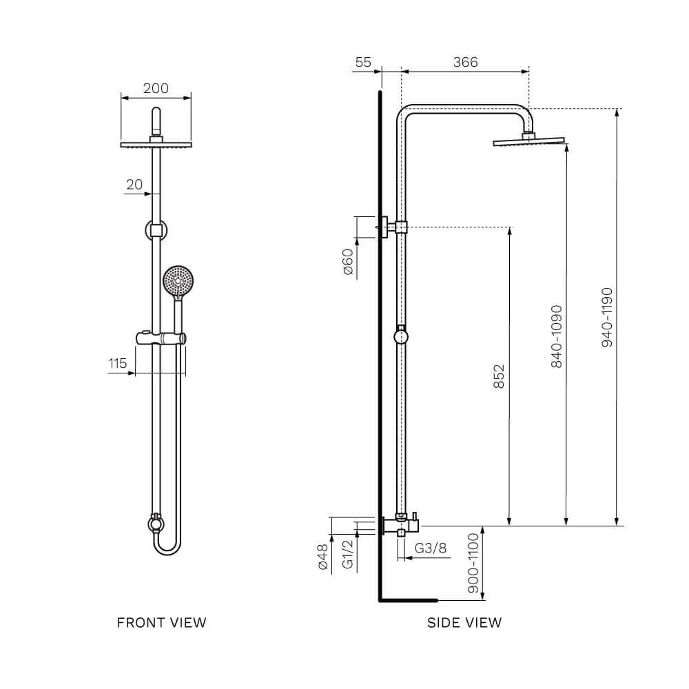 Envy Shower Column with Sliding Rail - Image 4