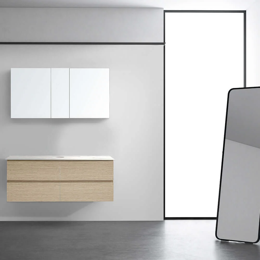 Evo 1200 Wall Cabinet with Jazz Bianco Marble Top Straight Edge - Image 7