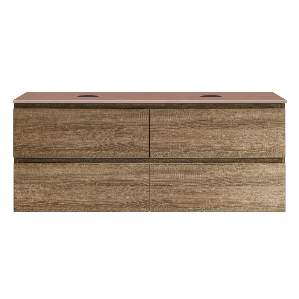 Evo + MyTop 1200 Wall Cabinet Moka with Porcelain Top for Double Bowls - Image 4