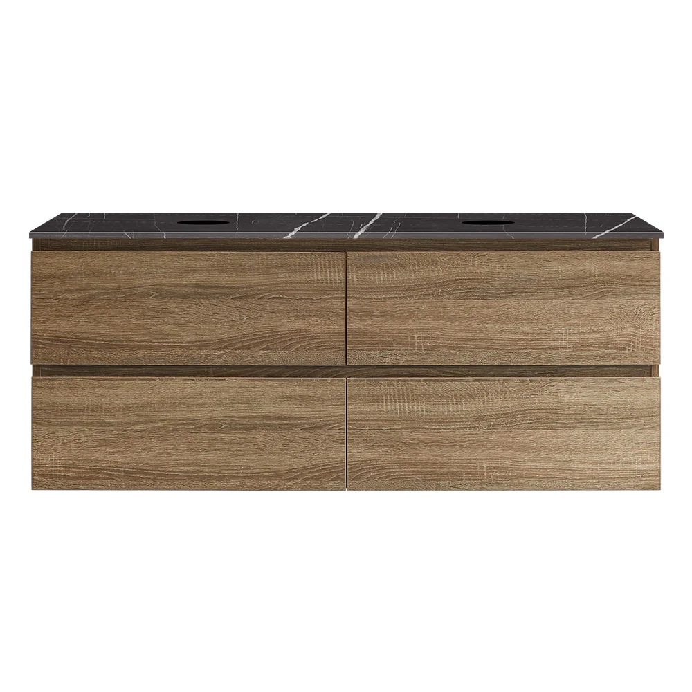Evo + MyTop 1200 Wall Cabinet Moka with Porcelain Top for Double Bowls - Image 5