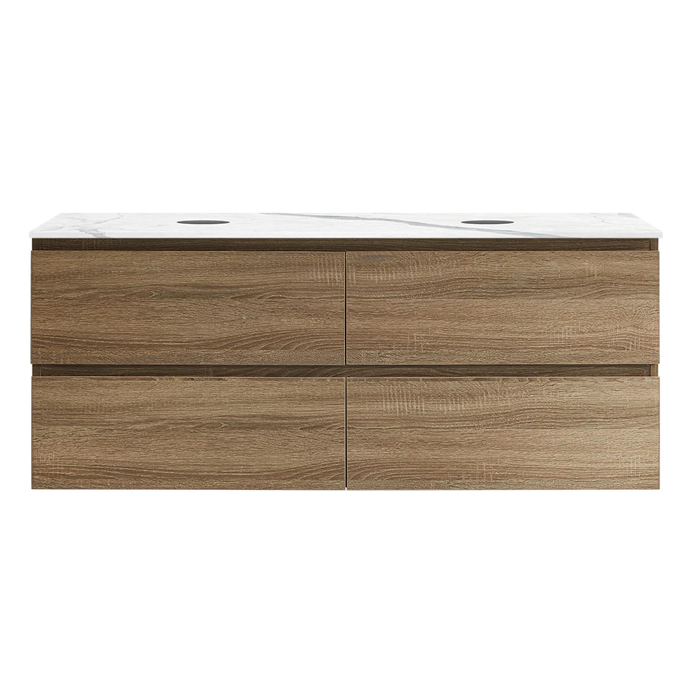 Evo + MyTop 1200 Wall Cabinet Moka with Porcelain Top for Double Bowls - Image 6