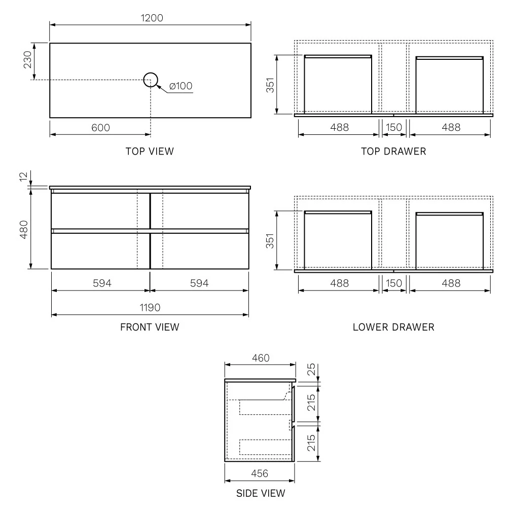 Evo + MyTop 1200 Wall Cabinet Sand Plus with Porcelain Top - Image 7