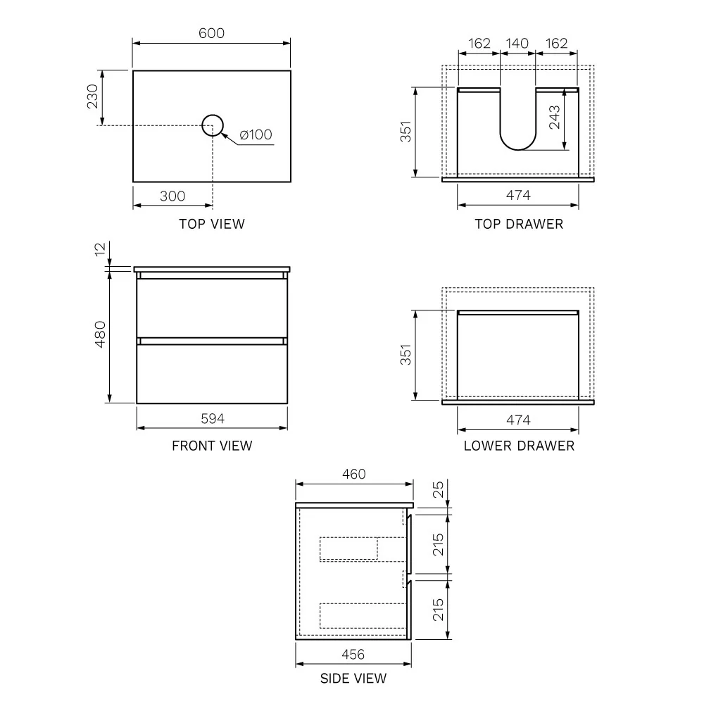 Evo + MyTop 600 Wall Cabinet Sand Plus with Porcelain Top - Image 7
