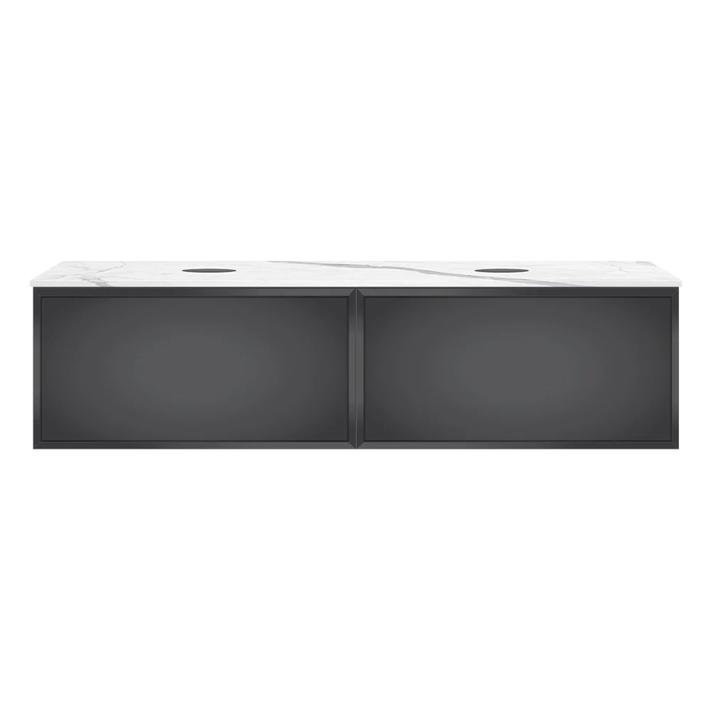 Float + MyTop 1200 Wall Cabinet Grafite with Italian Porcelain Double Top