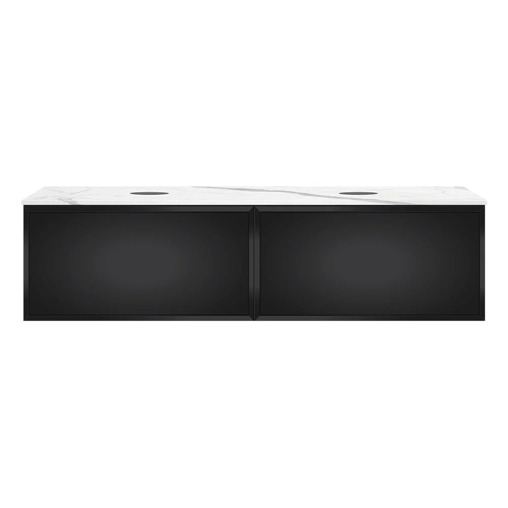 Float + MyTop 1200 Wall Cabinet Matt Black With Italian Porcelain Double Top