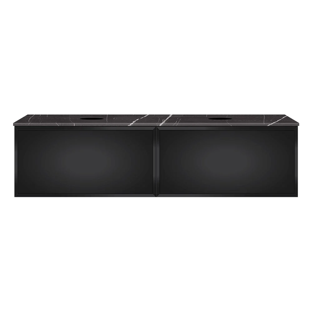Float + MyTop 1200 Wall Cabinet Matt Black With Italian Porcelain Double Top - Image 3