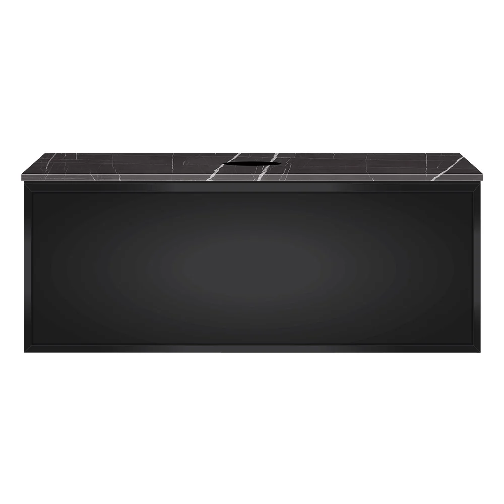 Float + MyTop 800 Wall Cabinet Matt Black with Italian Porcelain Top - Image 4