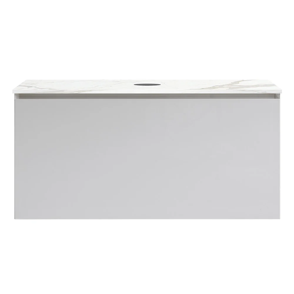Forty Five 1000 Wall Cabinet with Jazz Bianco Marble Top Straight Edge