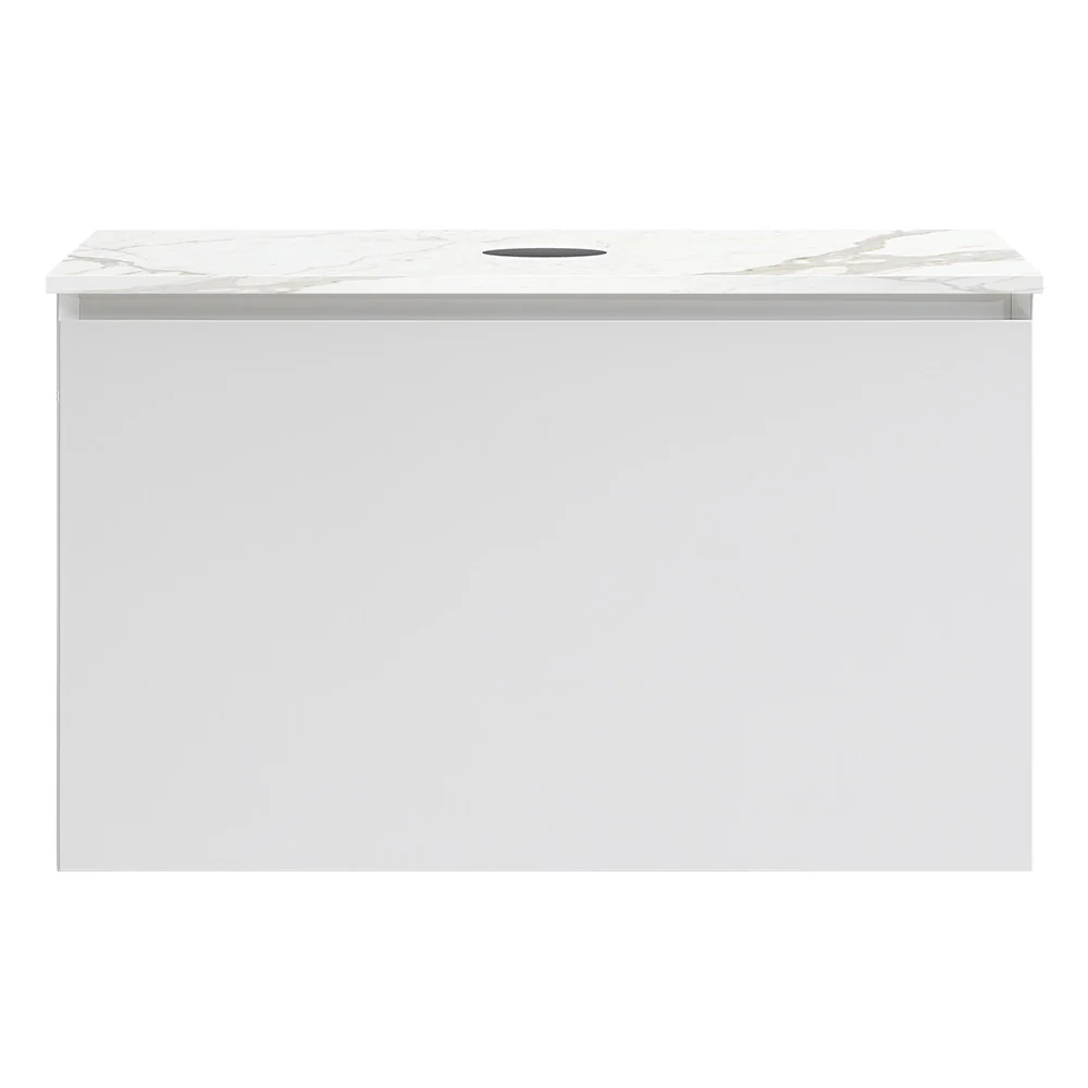 Forty Five 800 Wall Cabinet with Jazz Bianco Marble Top Straight Edge