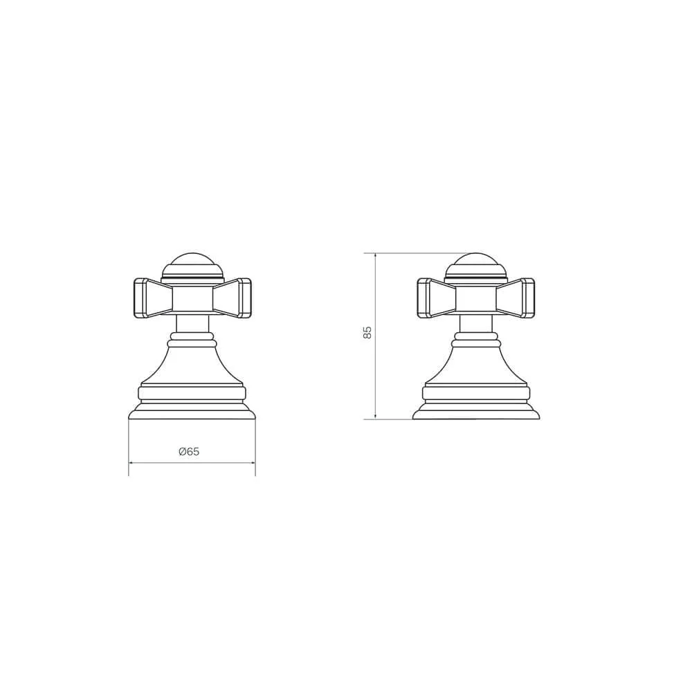 Hermitage Wall Top Assemblies (pair) with Cross Handle - Image 3
