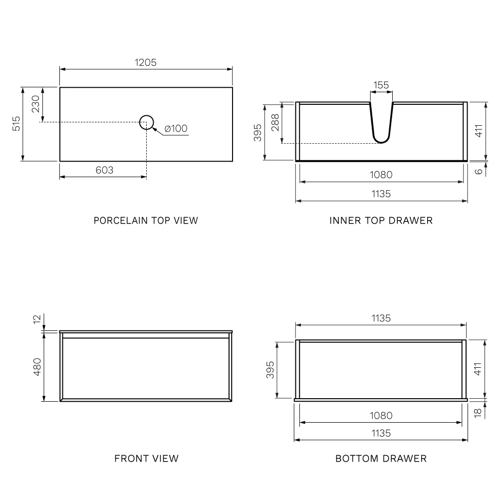 IKS 1200 Wall Cabinet LV2 Matt Black with Porcelain Top - Image 7