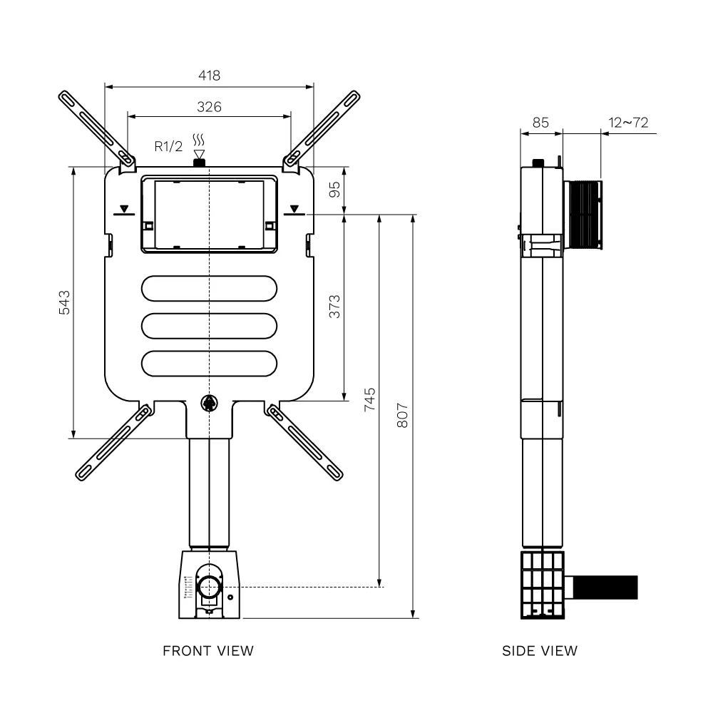 Incasso Front Flush Concealed Cistern Adj Flush Pipe - Image 2