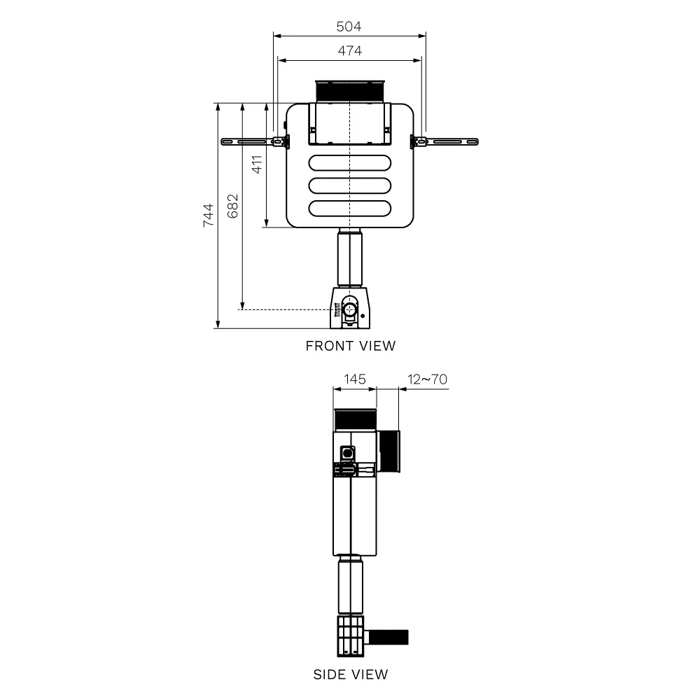 Incasso Front/Top Flush Concealed Cistern Adj Flush Pipe - Image 3