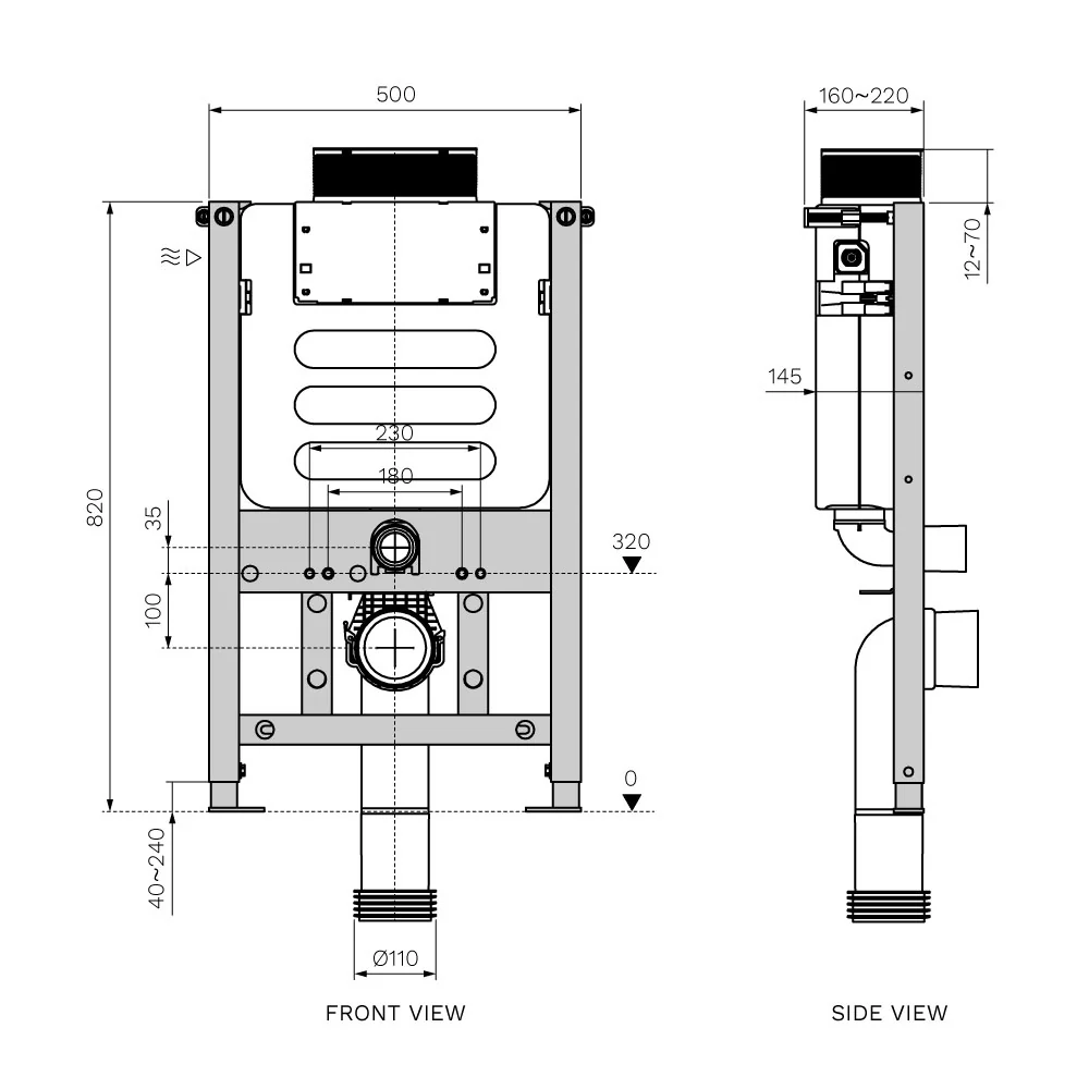 Incasso Front/Top Flush Concealed Cistern Metal Frame - Image 3