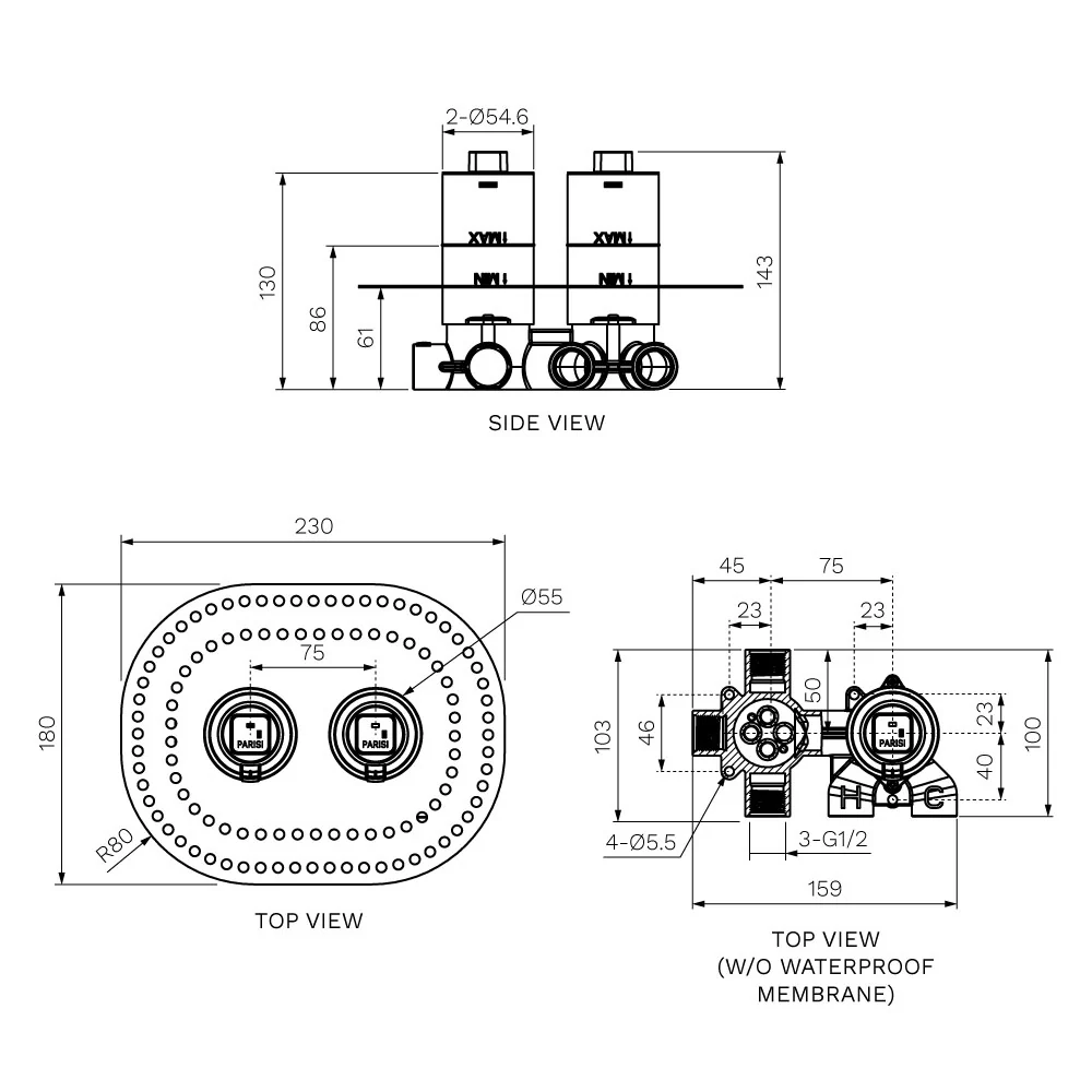Incasso X4 Diverter Mixer Body (3-way) - Image 2