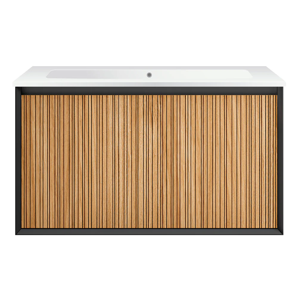 Jazz 900 Wall Cabinet Matt Black with Mineralmarmo Top