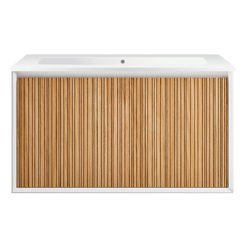 Jazz 900 Wall Cabinet Matt White with Mineralmarmo Top