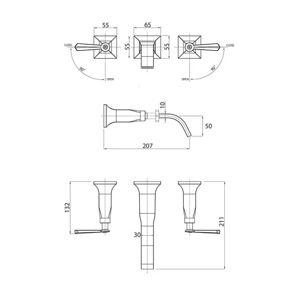 Jazz Lever Wall Basin Set with Spout - Image 2