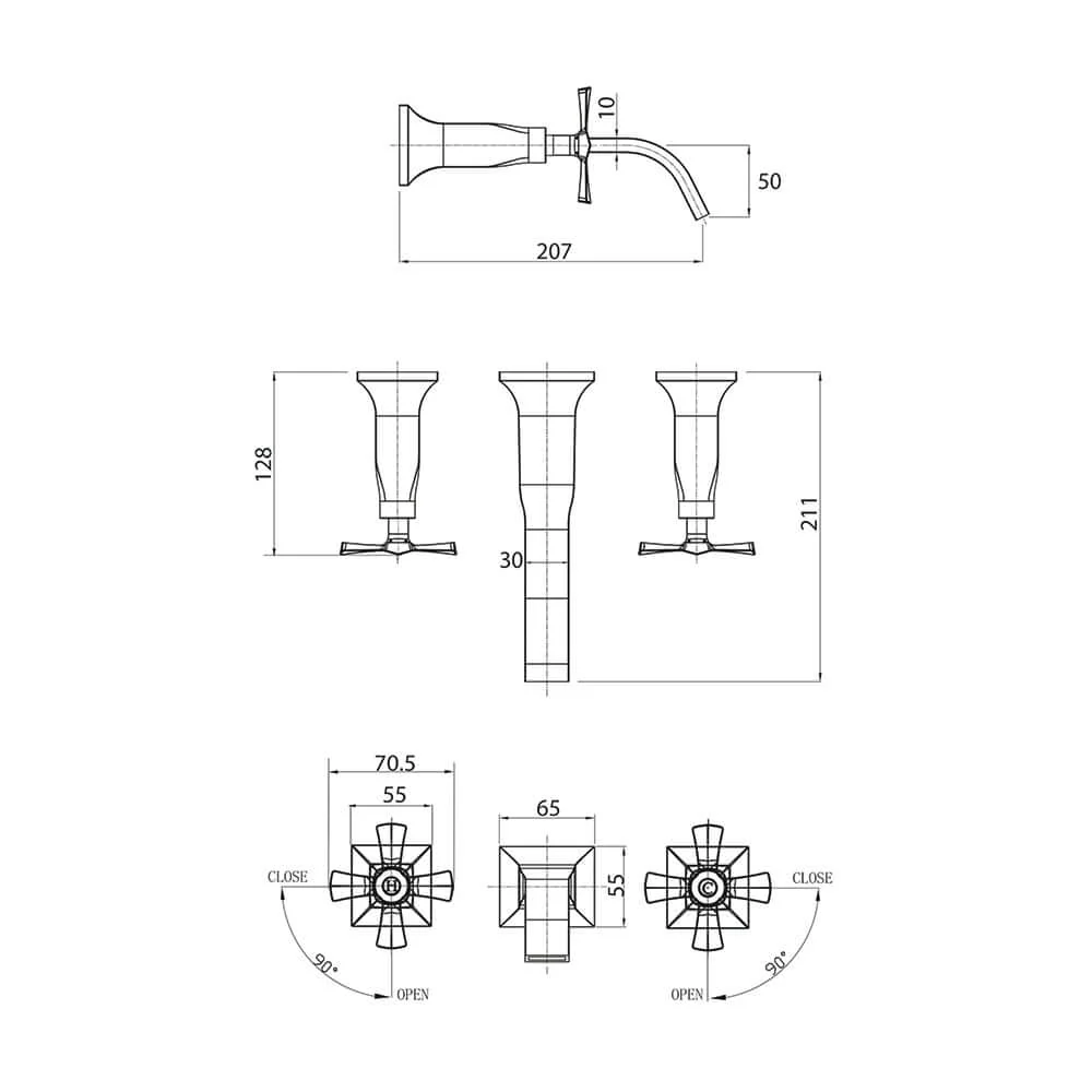 Jazz Wall Basin Set with Spout - Image 2