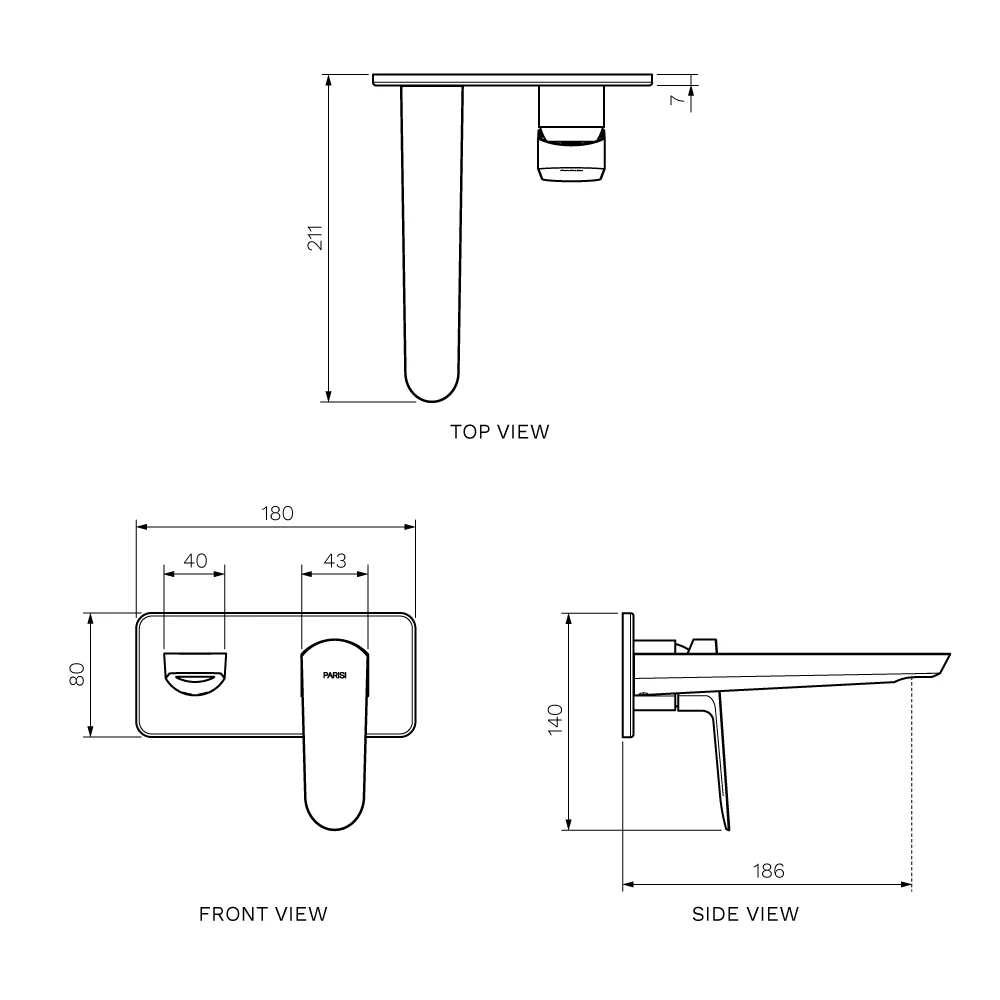 Loom Wall Mixer with 180mm Spout on Backplate - Image 6
