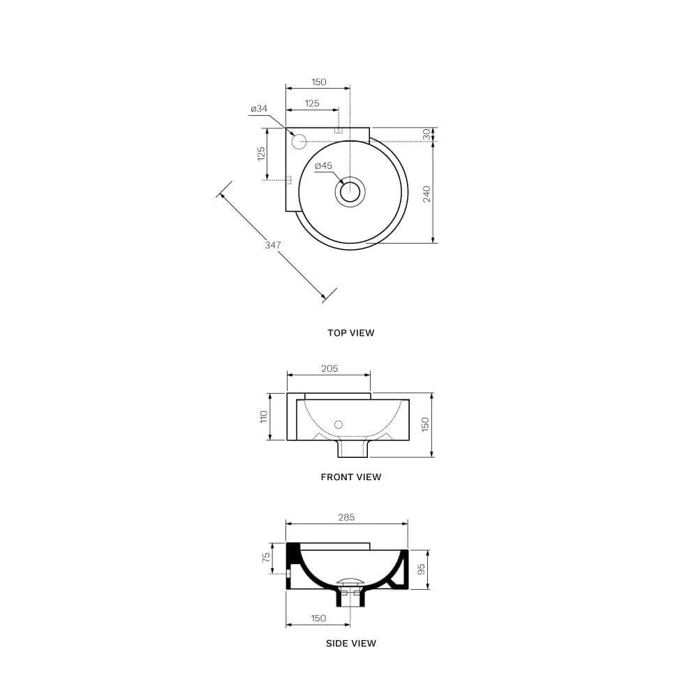 Mini Twin Corner Wall Basin - Image 2