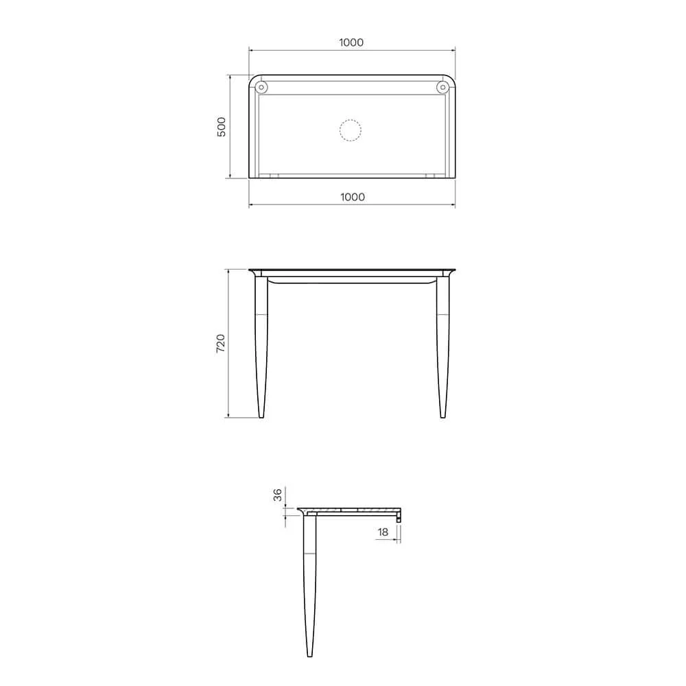Niky Console 100 Solid Surface with Timber Legs - Image 3