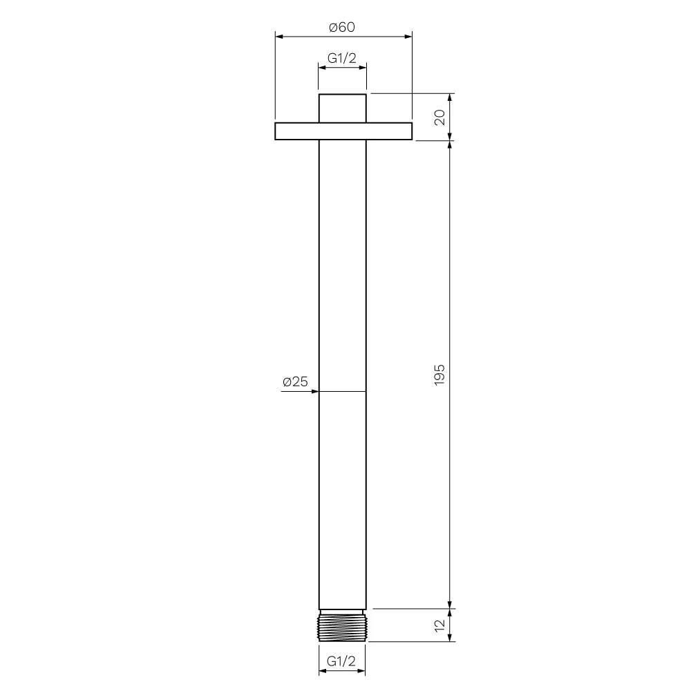 Play Ceiling Shower Arm 200mm - Image 7