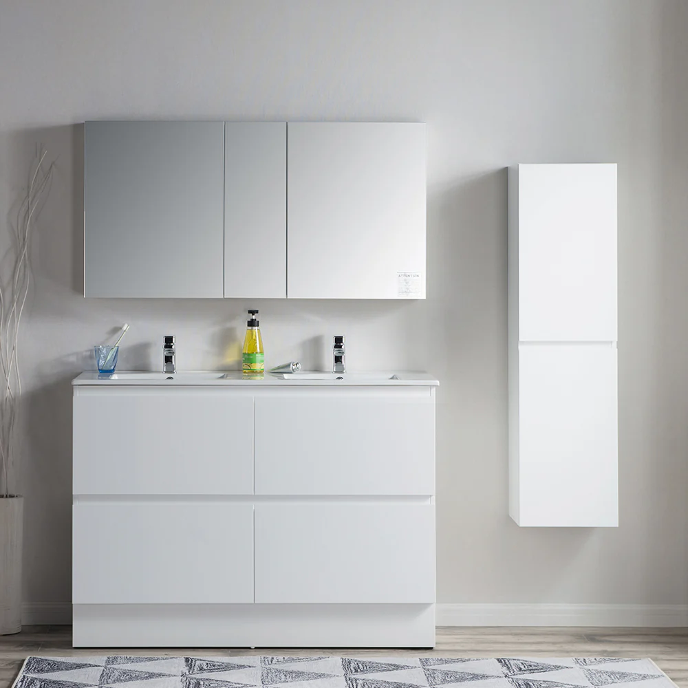 Pure Bianco 1200 Floor Cabinet with Double Ceramic Top - Image 3
