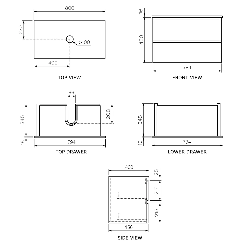 Pure Bianco 800 Wall Cabinet with Crystal Top - Image 2