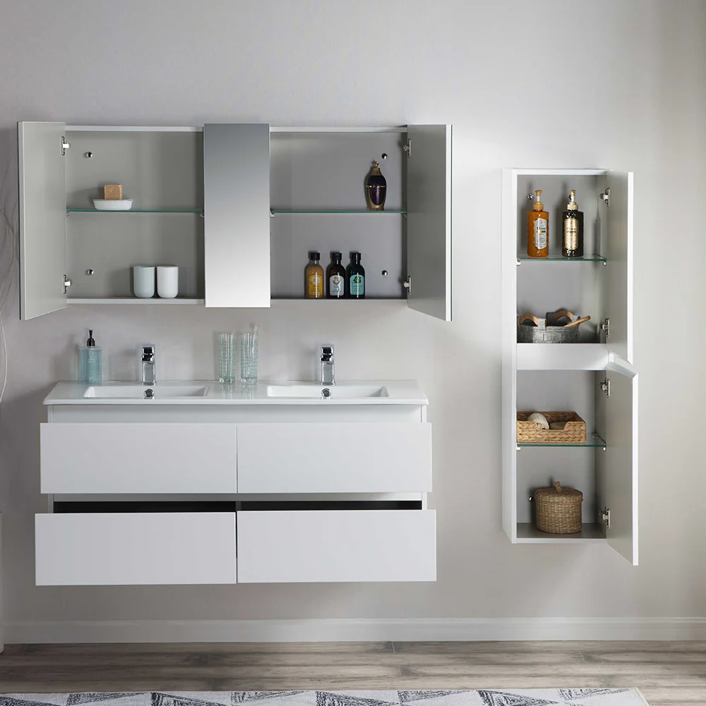 Pure Bianco II 1200 Wall Cabinet with Double Ceramic Top - Image 5