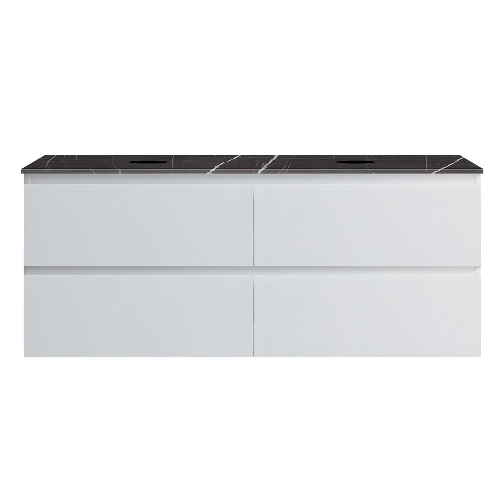 Pure Bianco + MyTop 1200 Wall Cabinet Matt White with Porcelain Top for Double Basins - Image 5